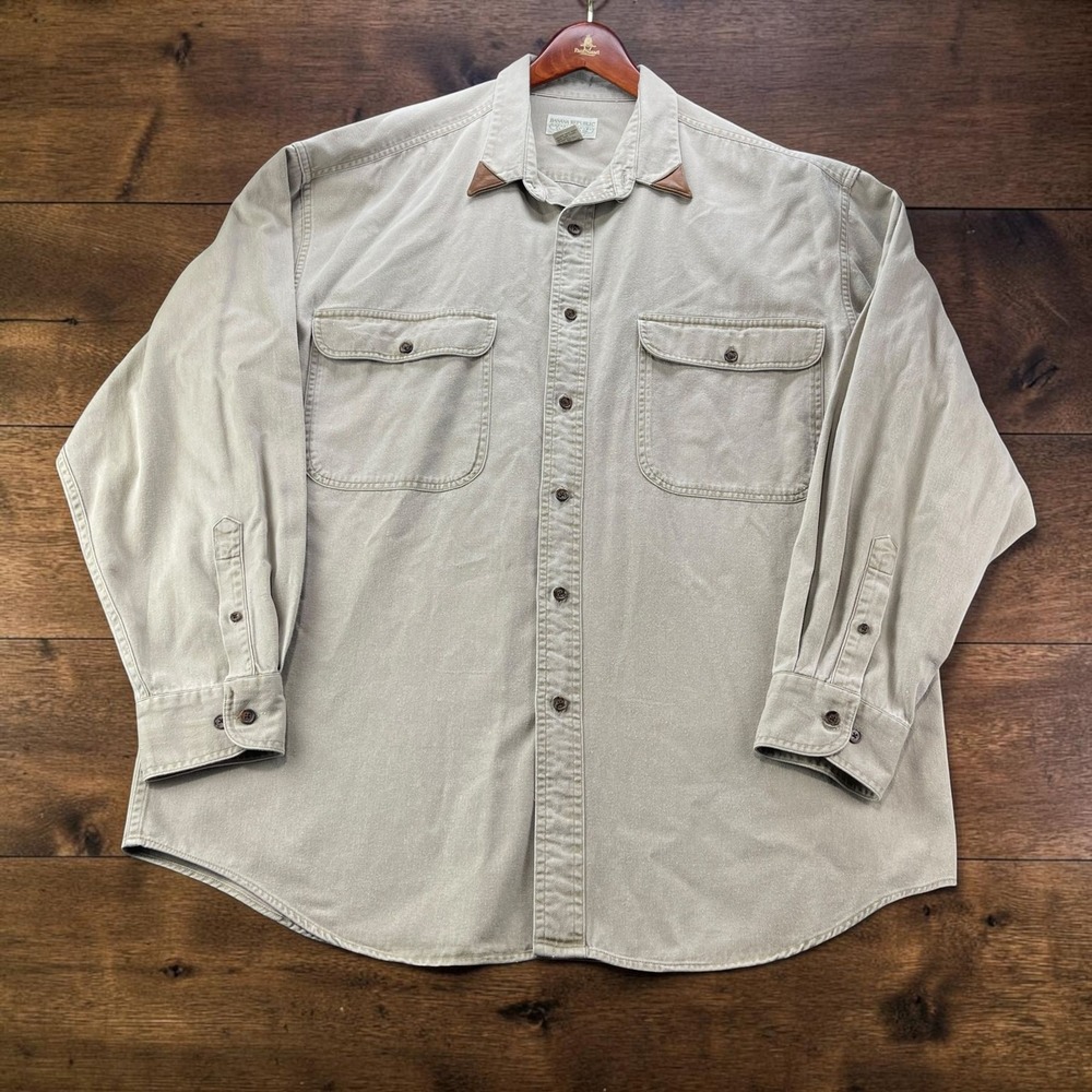 Vintage 90s Banana Republic Safari & Travel Cotton Twill Shirt XL Khaki Pockets
